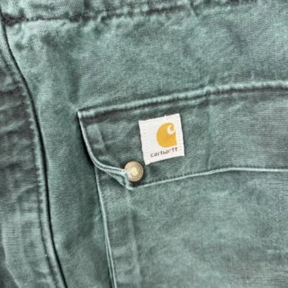 Vintage Carhartt Jacket Mens XL Green Canvas Cape Duster Lined Chore Coat USA - Picture 4 of 14